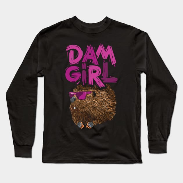 Dam Girl Beaver Long Sleeve T-Shirt by polliadesign